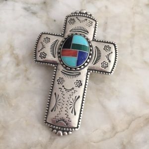 Sterling  Silver & Turquoise Brooch / Pendant